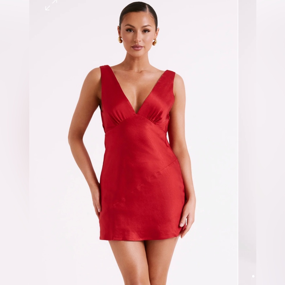 Meshki Nadia Satin Mini Dress With Cowl Back